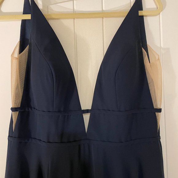 Jenny Yoo Hollis Luxe Chiffon Bridesmaid Dress, Navy, Size 10 - Picture 6 of 8